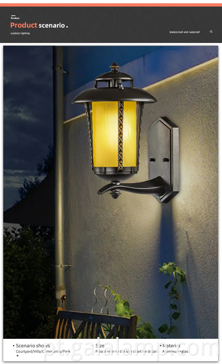 Luz de parede liderada ao ar livre européia para restaurantes e cafés